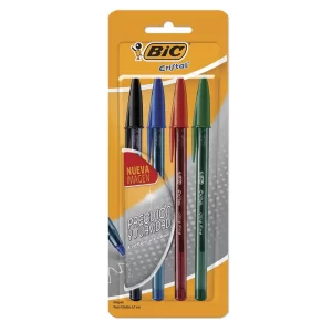 Kit de plumas punto medio (Negra, roja, azul y verde)