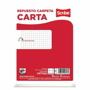 Paquete 100 hojas cuadro grande con 3 perforaciones