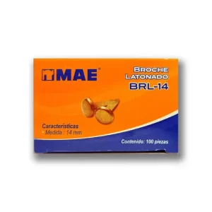 Caja de broche latonado 14mm 100pz